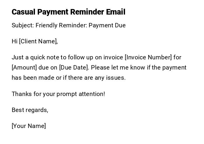 Casual Payment Reminder Email