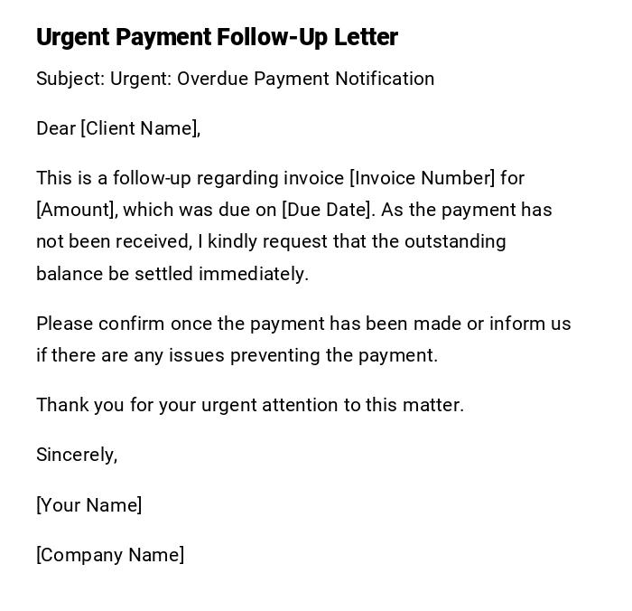 Urgent Payment Follow-Up Letter