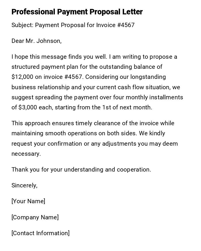 Professional Payment Proposal Letter Professional Payment Proposal Letter