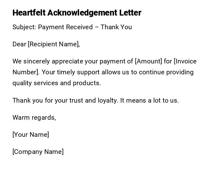 Heartfelt Acknowledgement Letter