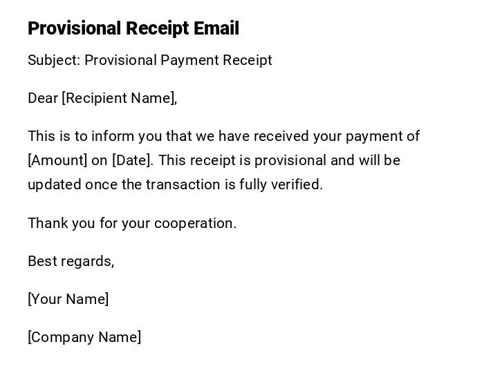 Provisional Receipt Email