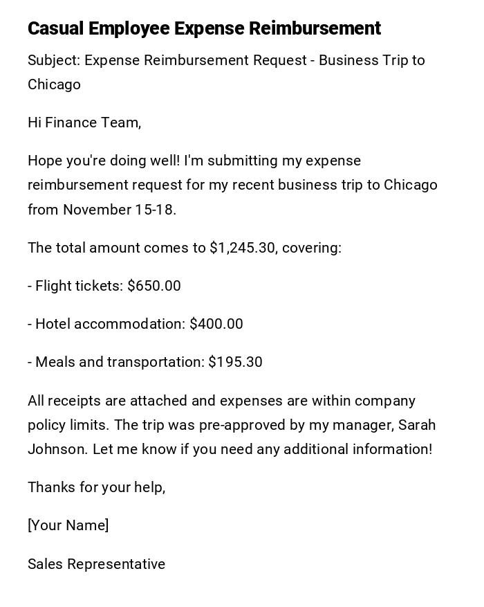 Casual Employee Expense Reimbursement Casual Employee Expense Reimbursement