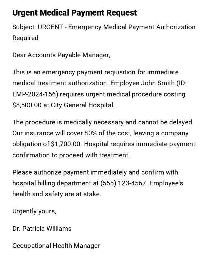Urgent Medical Payment Request Urgent Medical Payment Request