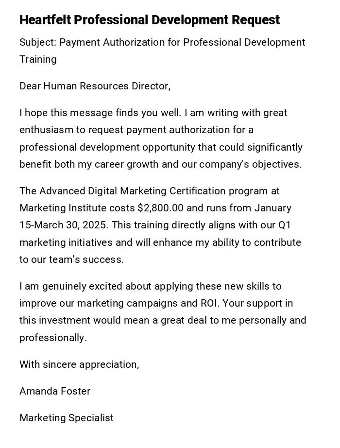 Heartfelt Professional Development Request Heartfelt Professional Development Request
