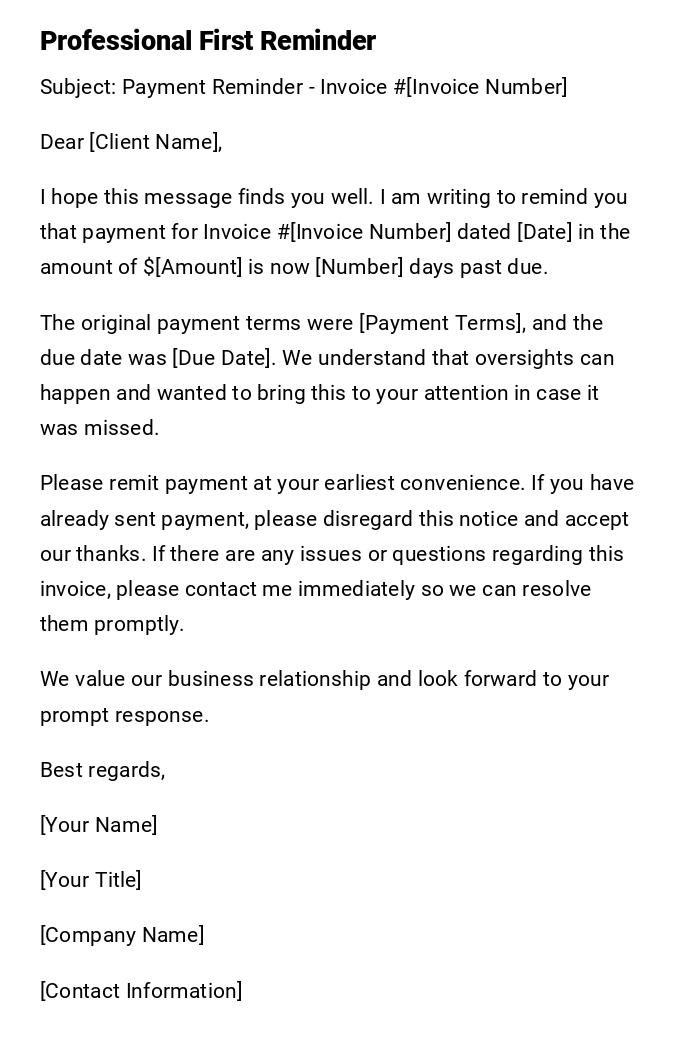 Professional First Reminder Professional First Reminder