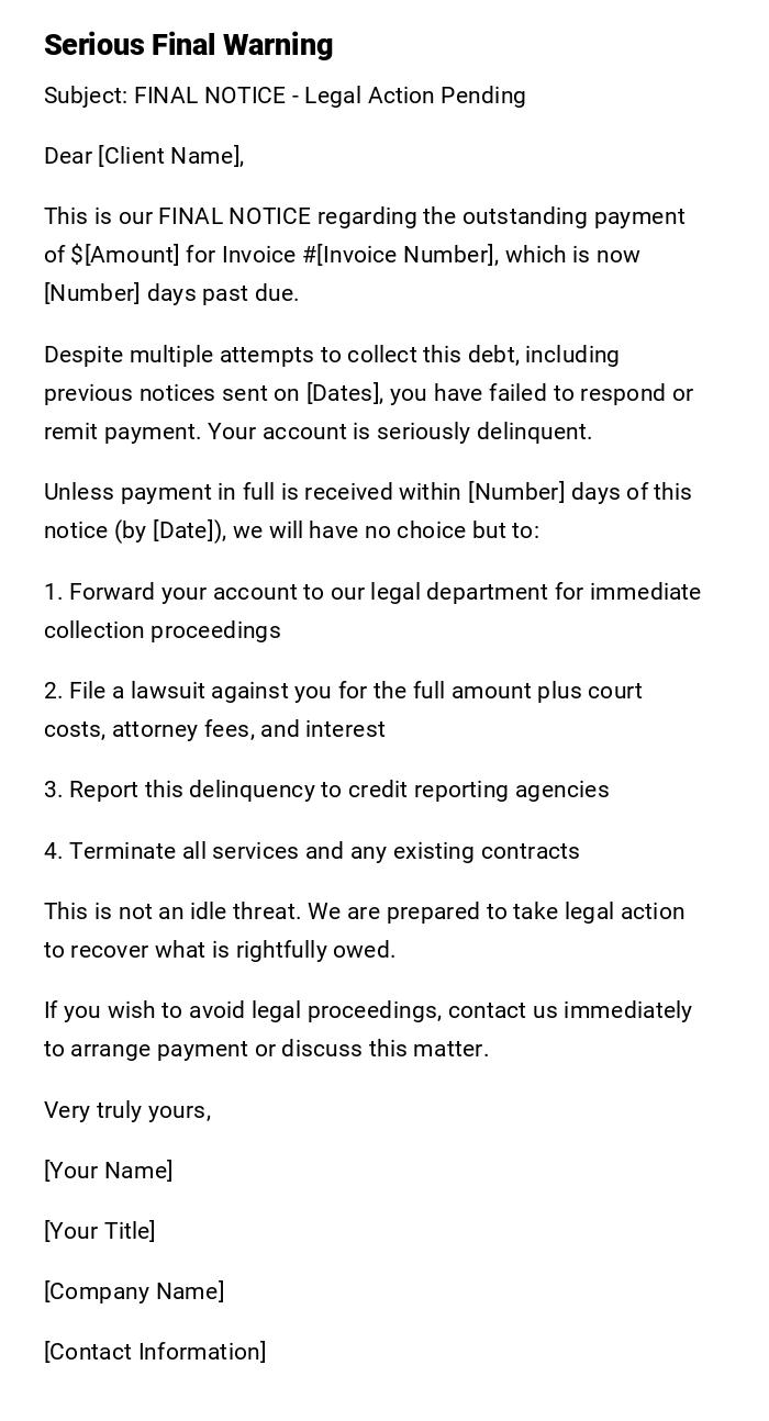 Serious Final Warning Serious Final Warning