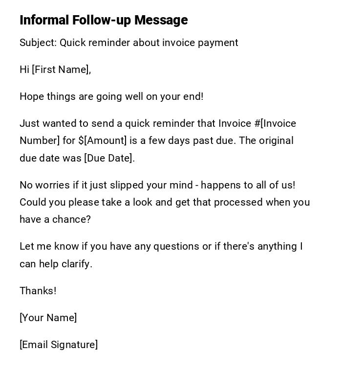Informal Follow-up Message Informal Follow-up Message