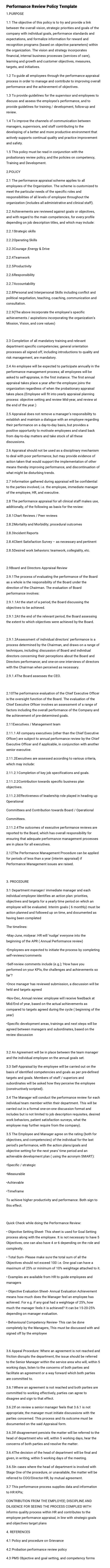 Performance Review Policy Template Performance Review Policy Template