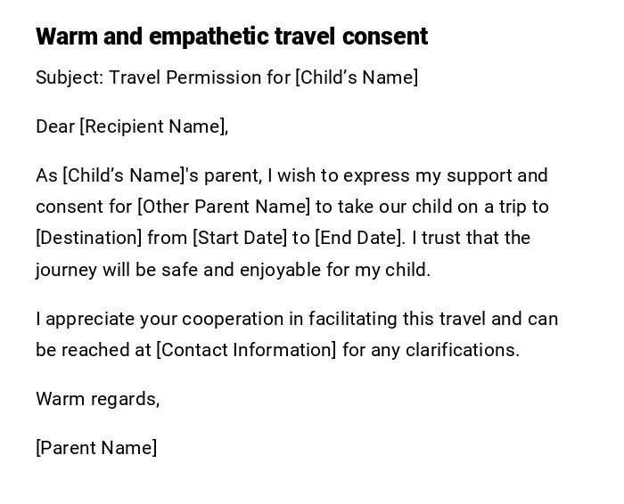Warm and empathetic travel consent Warm and empathetic travel consent