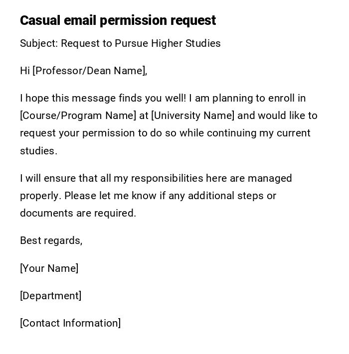 Casual email permission request Casual email permission request
