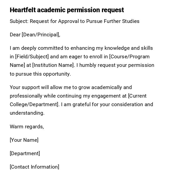 Heartfelt academic permission request Heartfelt academic permission request