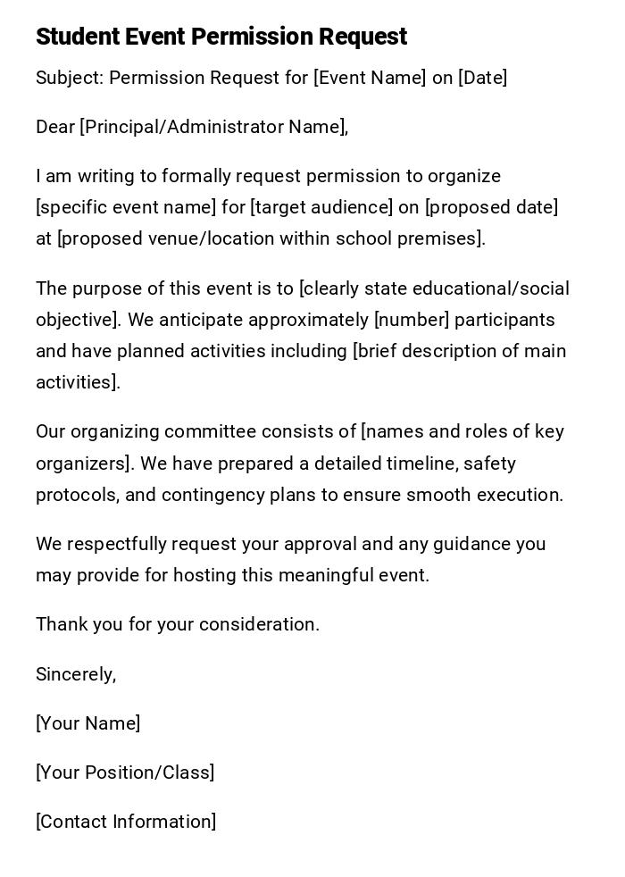 Student Event Permission Request Student Event Permission Request
