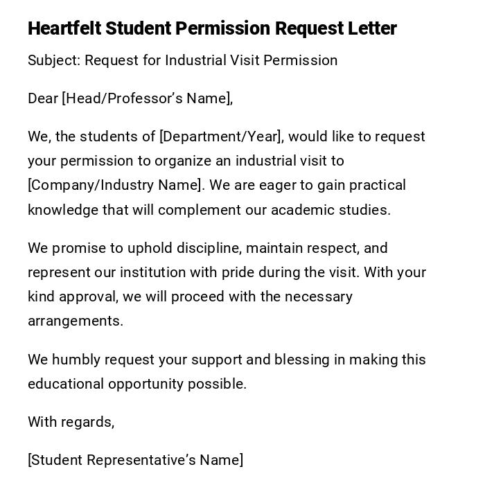 Heartfelt Student Permission Request Letter Heartfelt Student Permission Request Letter