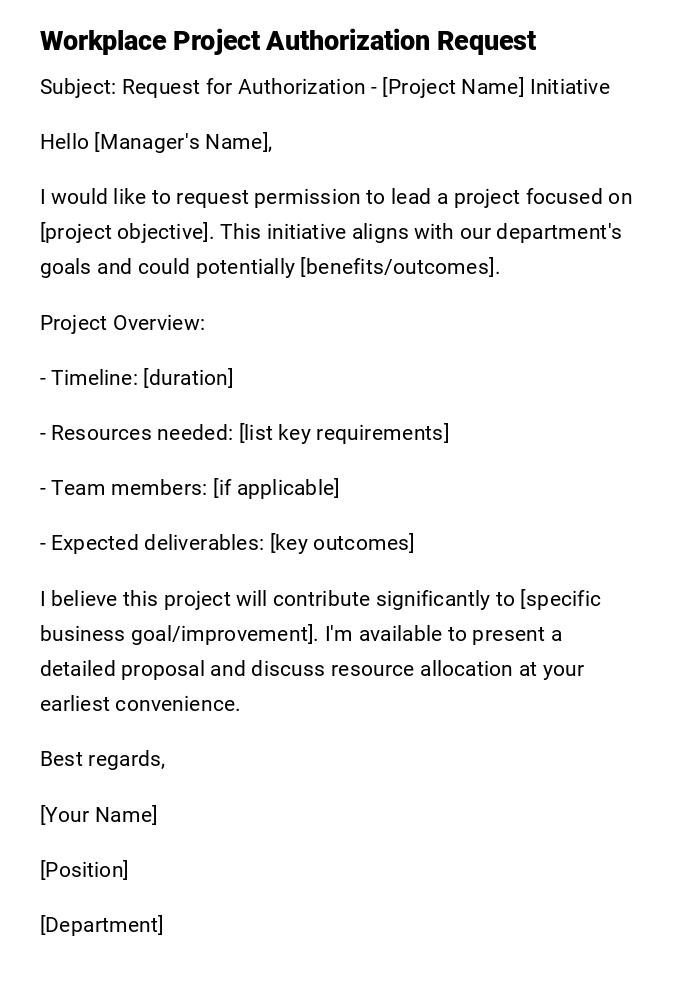 Workplace Project Authorization Request Workplace Project Authorization Request