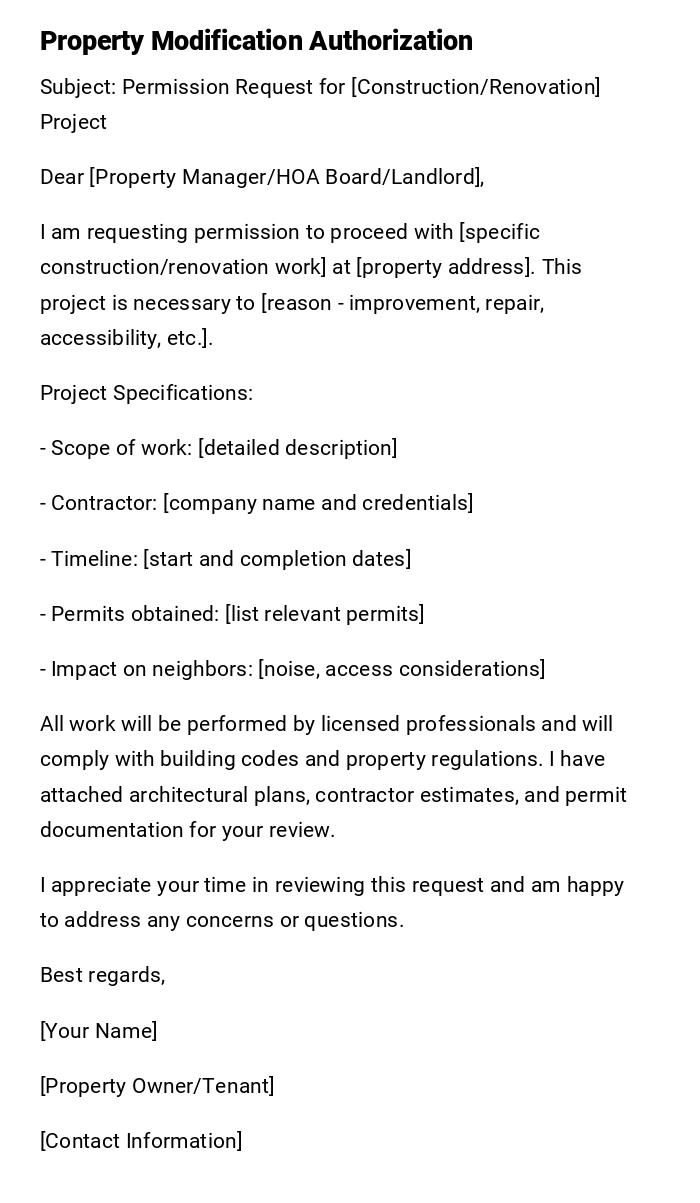 Property Modification Authorization Property Modification Authorization