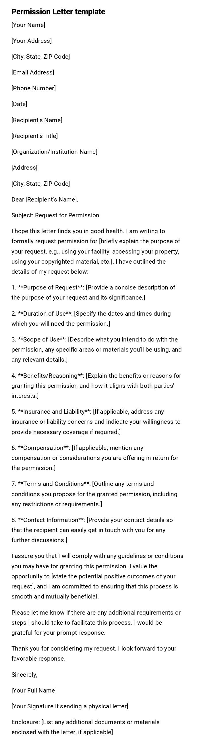 Permission Letter template Permission Letter template