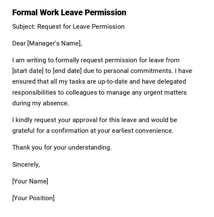 Formal Work Leave Permission