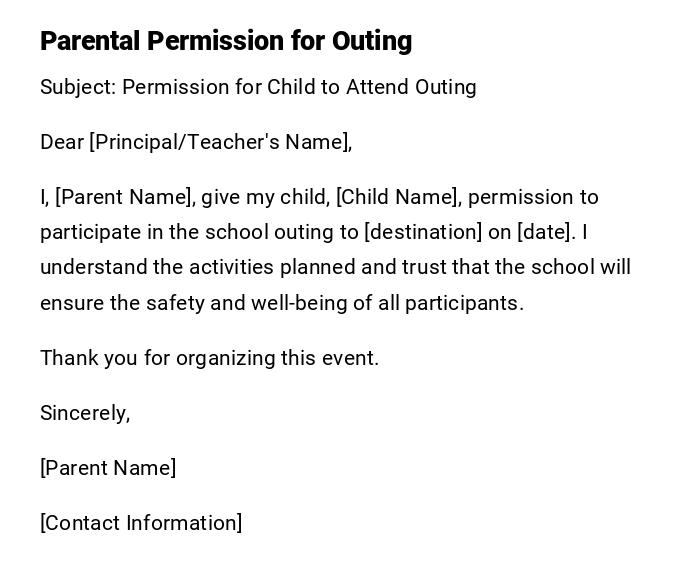 Parental Permission for Outing