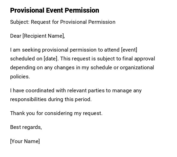 Provisional Event Permission