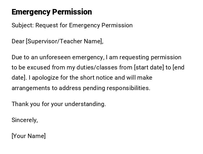Emergency Permission