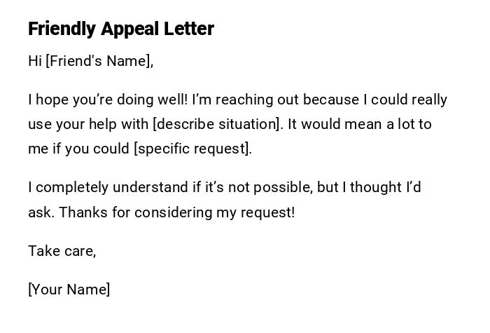 Friendly Appeal Letter Friendly Appeal Letter
