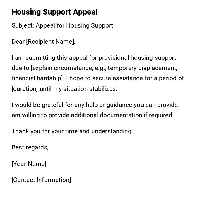 Housing Support Appeal Housing Support Appeal