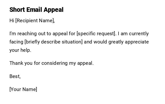 Short Email Appeal Short Email Appeal