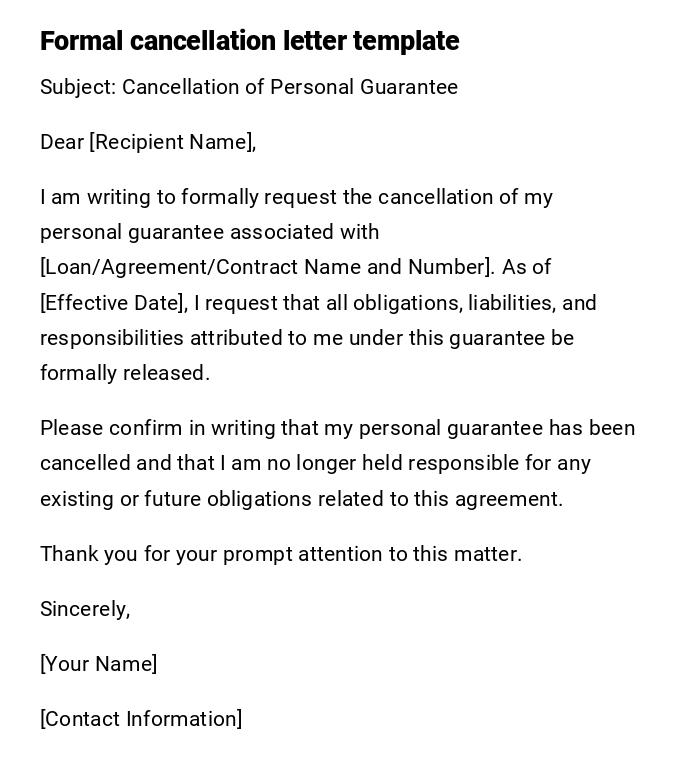 Formal cancellation letter template Formal cancellation letter template