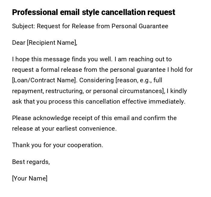 Professional email style cancellation request Professional email style cancellation request