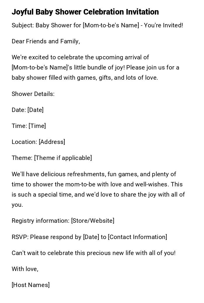 Joyful Baby Shower Celebration Invitation Joyful Baby Shower Celebration Invitation