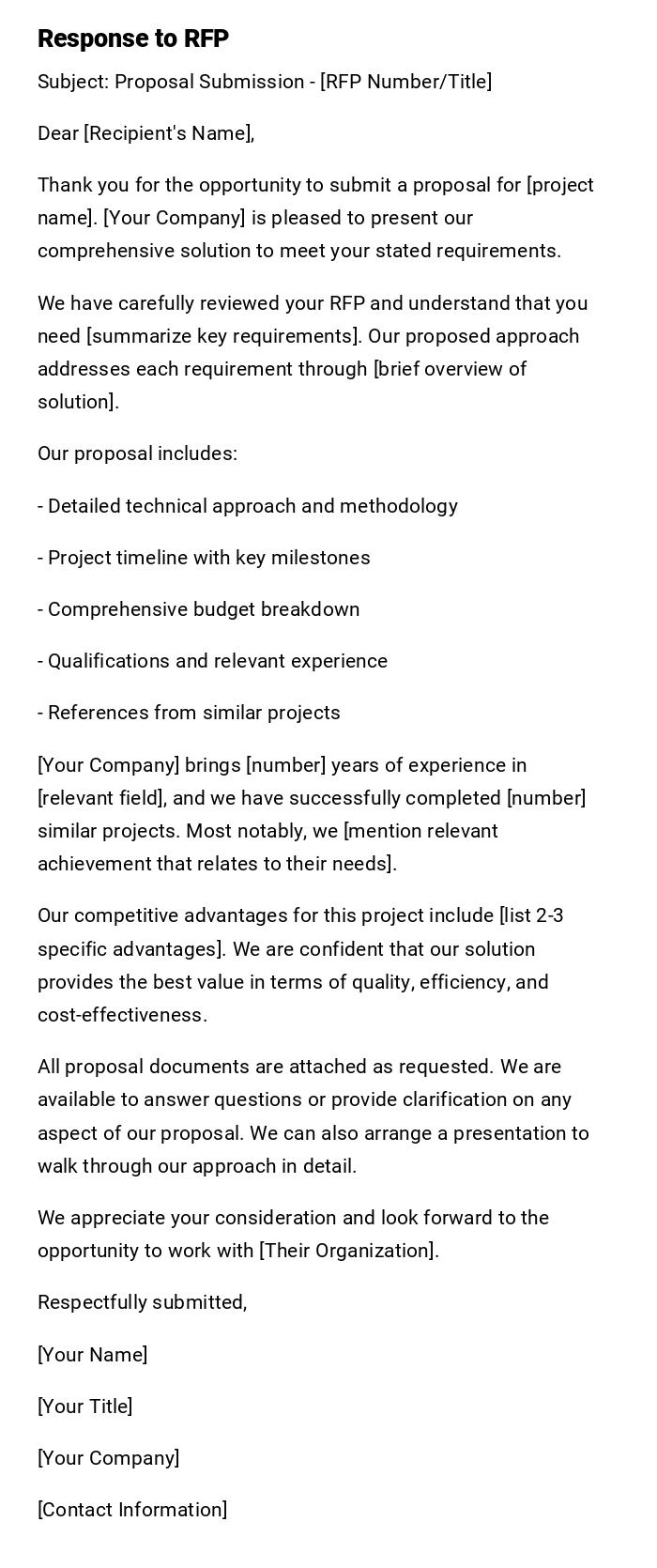 Response to RFP Response to RFP