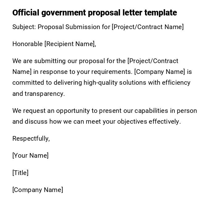 Official government proposal letter template Official government proposal letter template