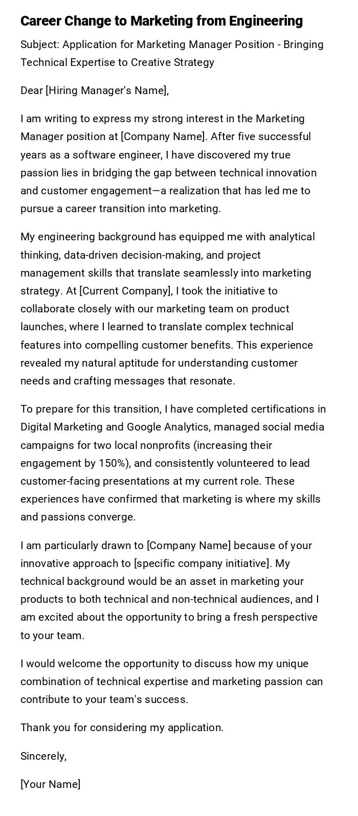 Career Change to Marketing from Engineering