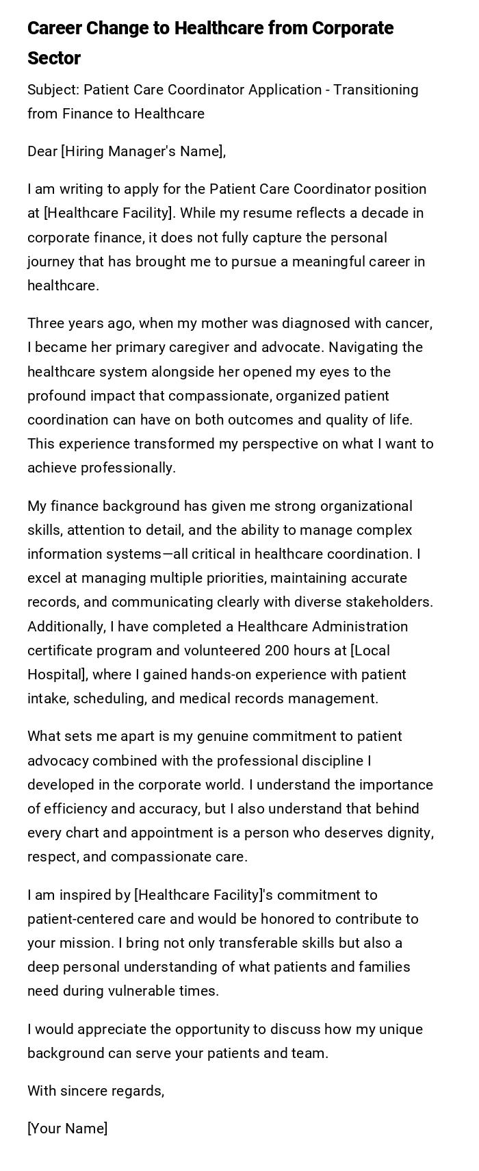 Career Change to Healthcare from Corporate Sector