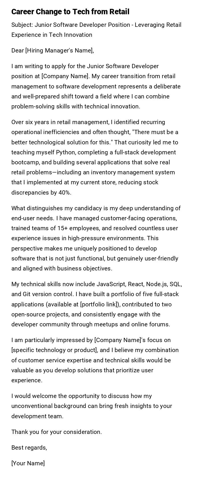 Career Change to Tech from Retail