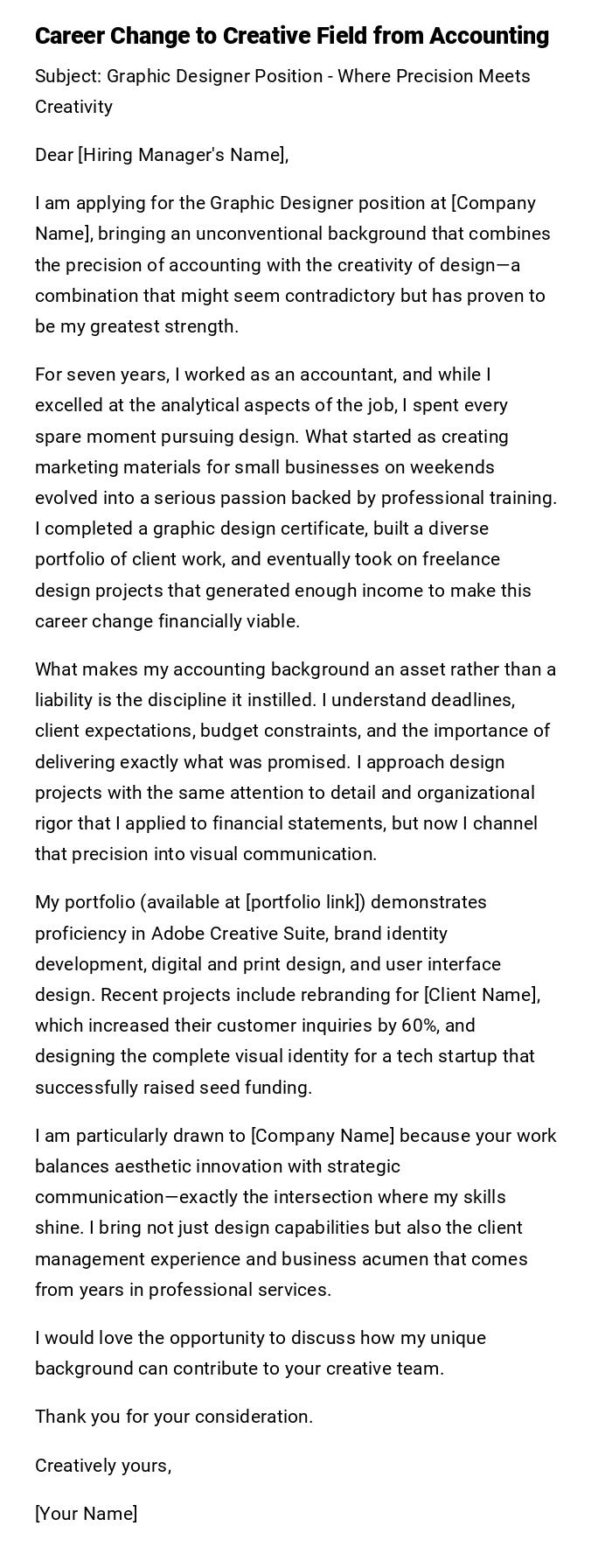 Career Change to Creative Field from Accounting