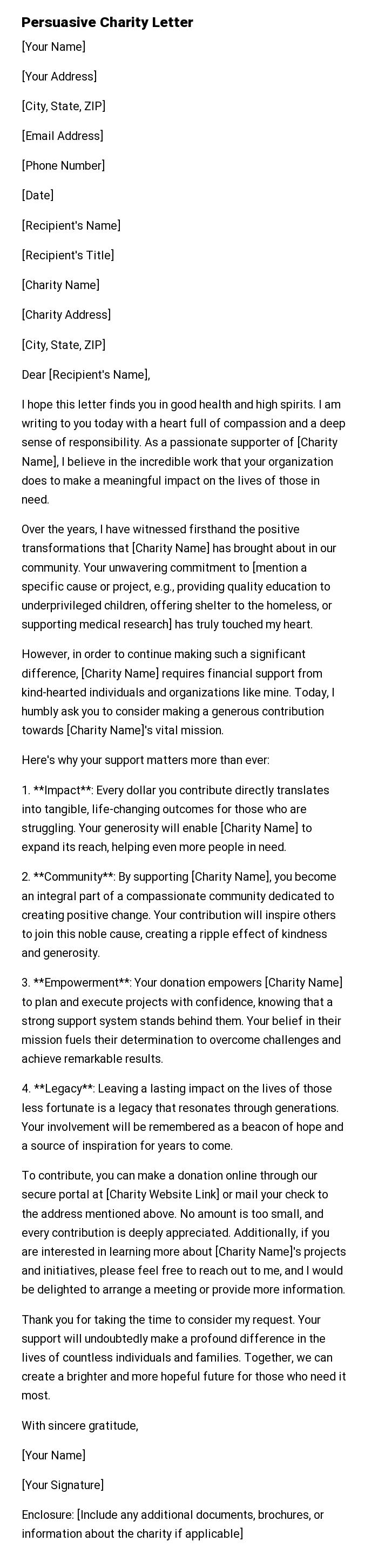 Persuasive Charity Letter