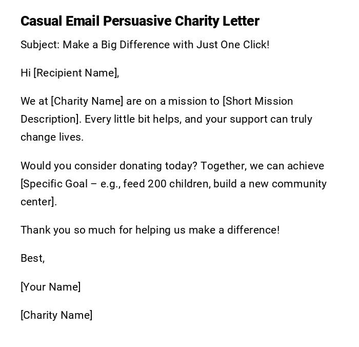 Casual Email Persuasive Charity Letter Casual Email Persuasive Charity Letter