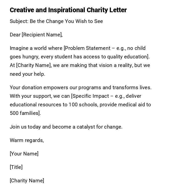 Creative and Inspirational Charity Letter Creative and Inspirational Charity Letter