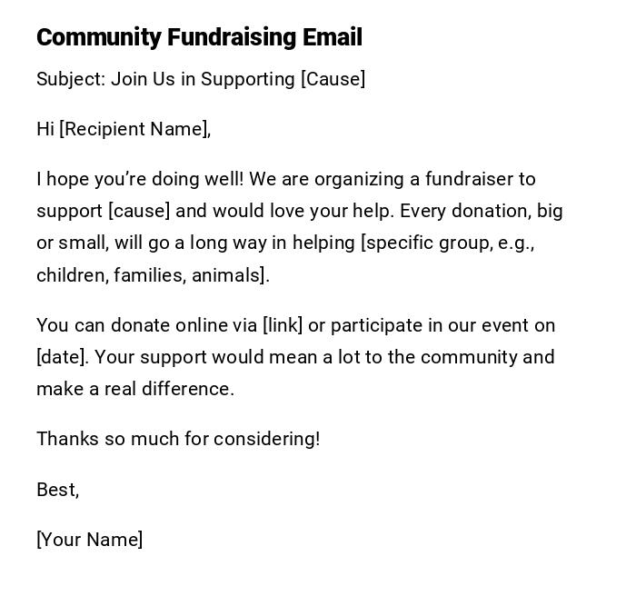 Community Fundraising Email Community Fundraising Email