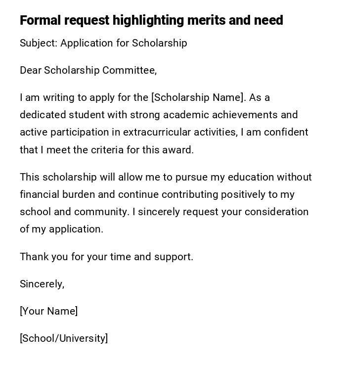 Formal request highlighting merits and need Formal request highlighting merits and need