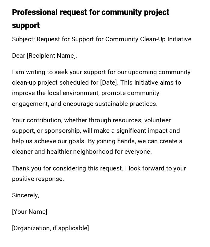 Professional request for community project support Professional request for community project support