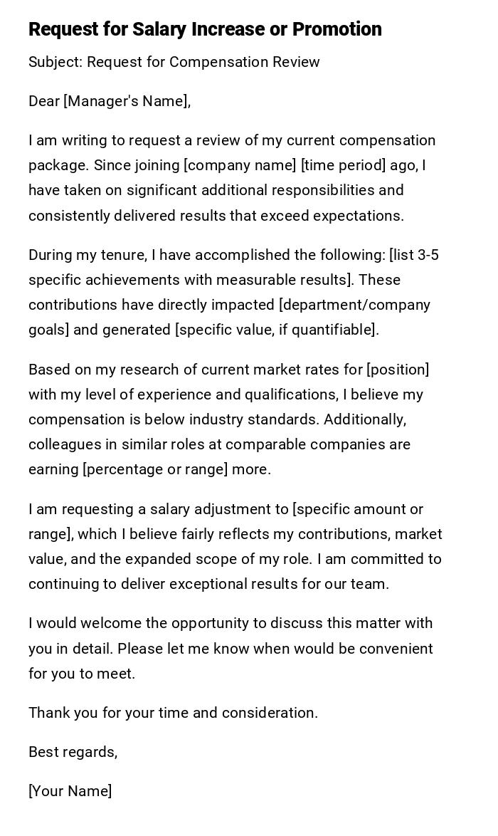 Request for Salary Increase or Promotion Request for Salary Increase or Promotion