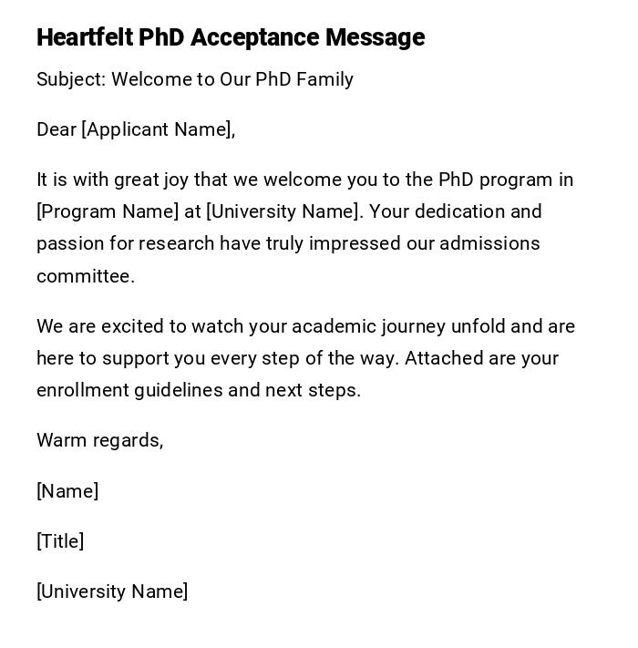 Heartfelt PhD Acceptance Message Heartfelt PhD Acceptance Message
