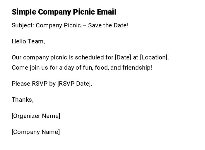 Simple Company Picnic Email