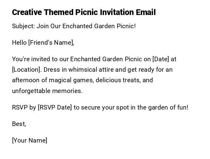 Creative Themed Picnic Invitation Email