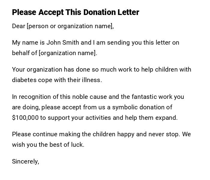 Please Accept This Donation Letter Please Accept This Donation Letter