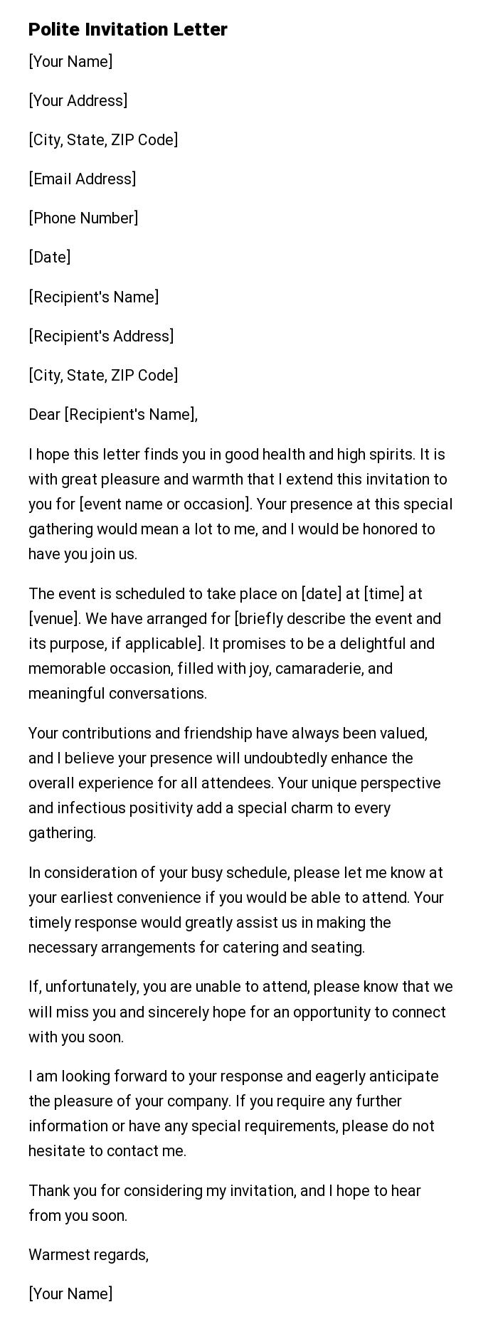Polite Invitation Letter