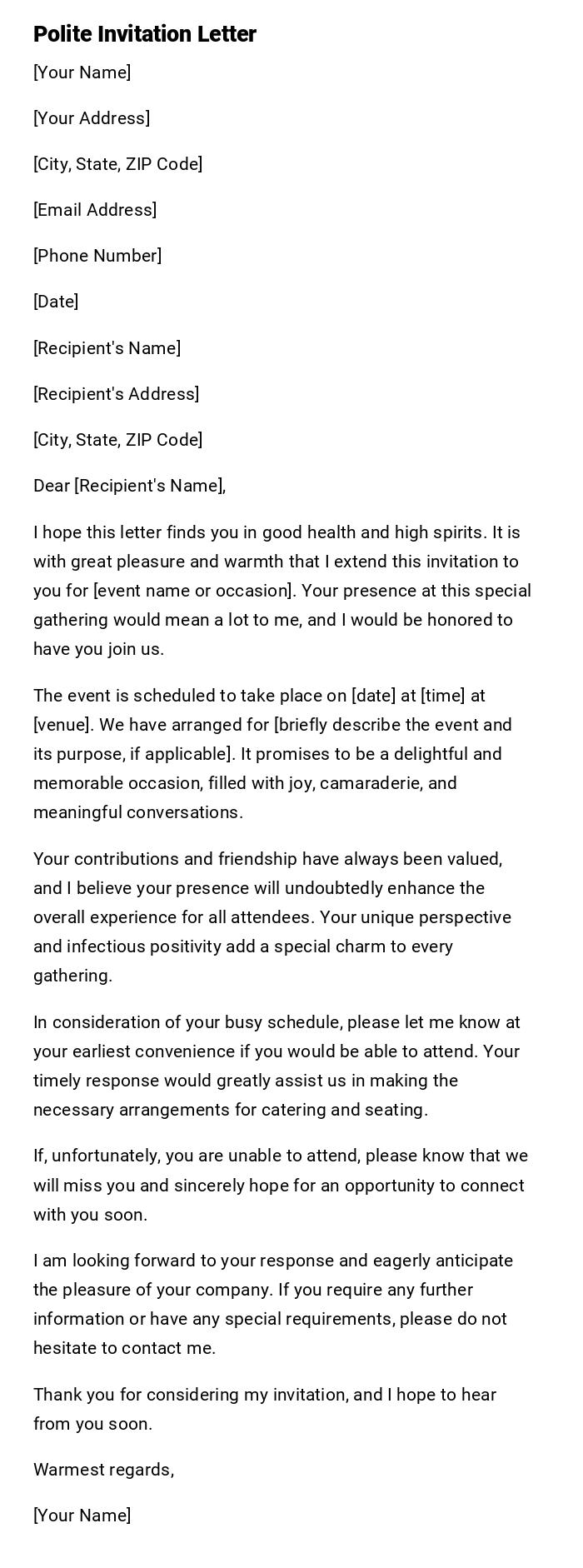 Polite Invitation Letter