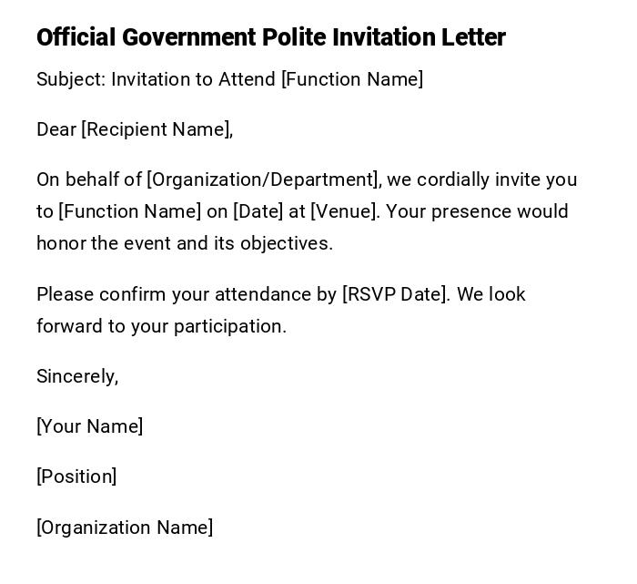 Official Government Polite Invitation Letter